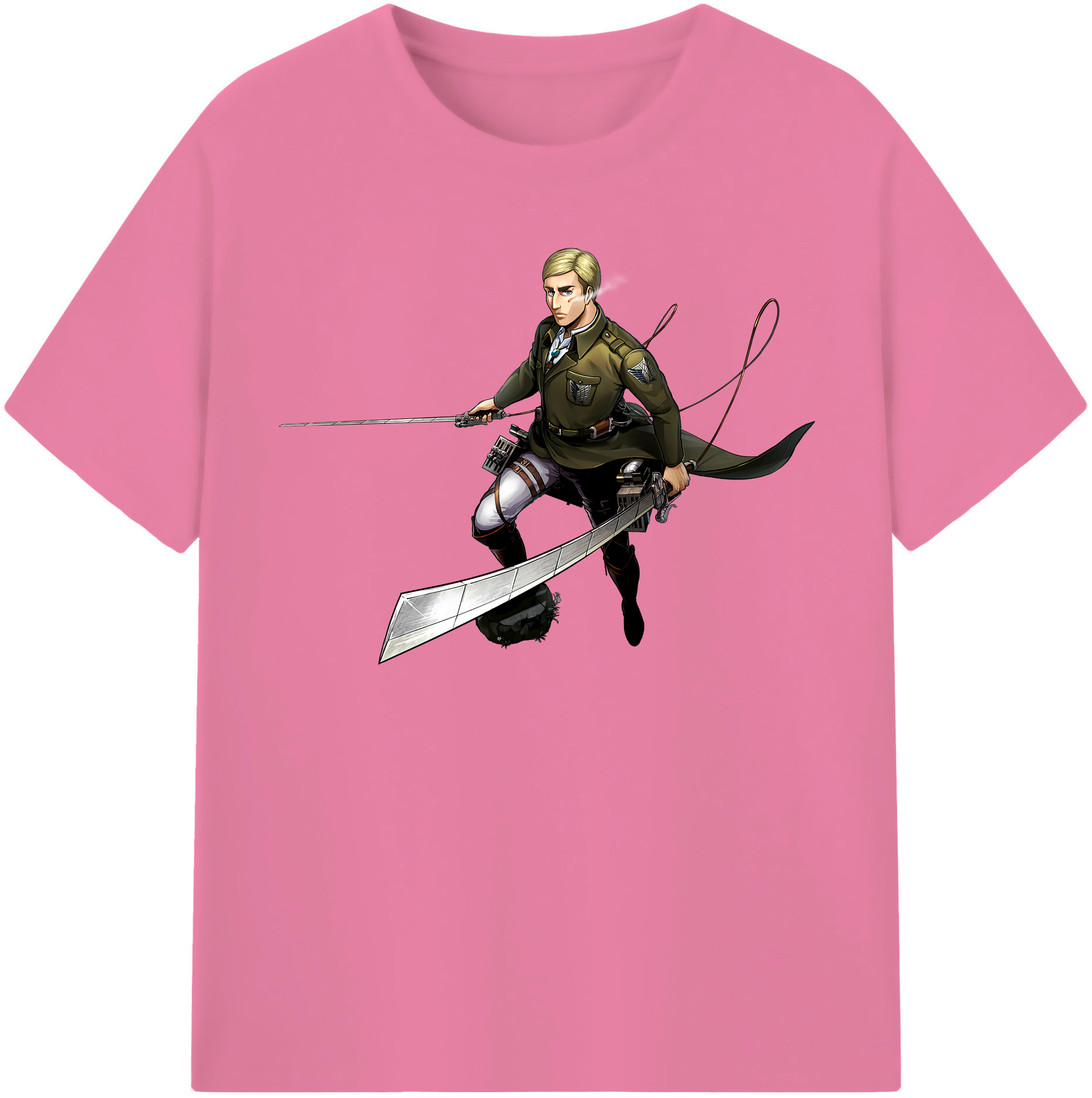 （画像用） 進撃の巨人 エルヴィン・スミス Attack on Titan Erwin Smith 綿100％半袖Tシャツ（フロントプリント）